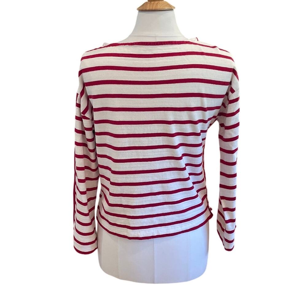 Ann Taylor LOFT Red Stripe Long Sleeve T-Shirt, Ribbon Detail, Minimalist, XS - Picture 4 of 13